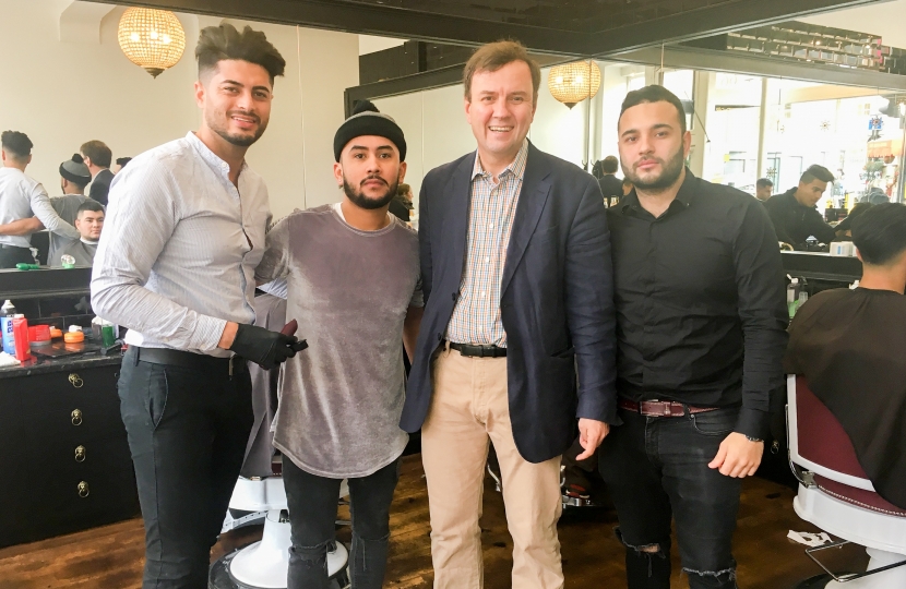 Greg Hands MP visiting Fulham Road shops as part of “Small Business Saturday” recently. 