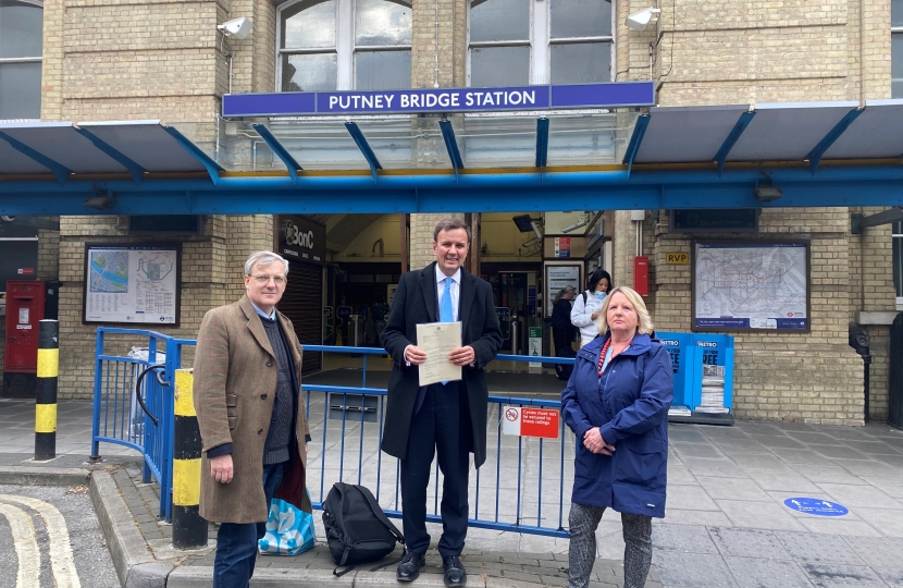 Greg Hands MP at Putney Bridge Tube Station 