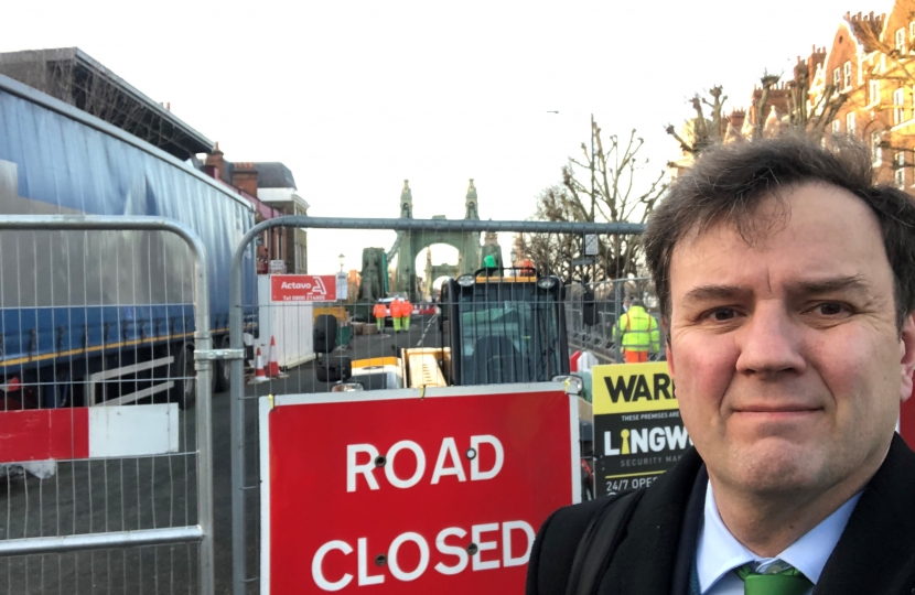 Greg Hands MP at Hammersmith Bridge 