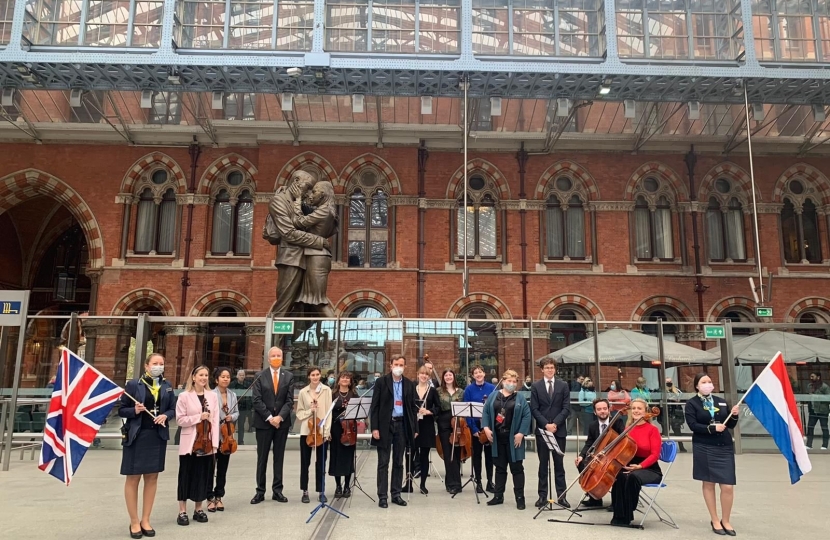 Greg Hands MP welcoming the Climate Train to the UK