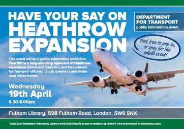 Greg Hands Announces Heathrow Expansion Consultation Event in Chelsea & Fulham