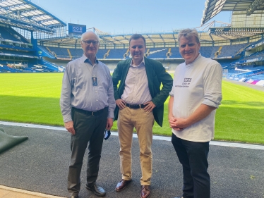 Greg Hands MP visiting Chelsea FC mass vaccination centre