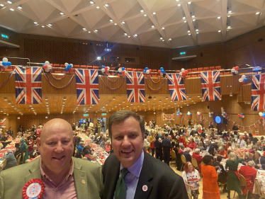 Greg Hands MP & Councillor Gerard Hargreaves at the Coronation lunch. 